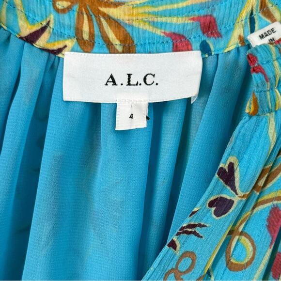 A.L.C. Courtney Floral Smocked Tiered Silk Mini Dress – Sz 4 - Picture 12 of 12